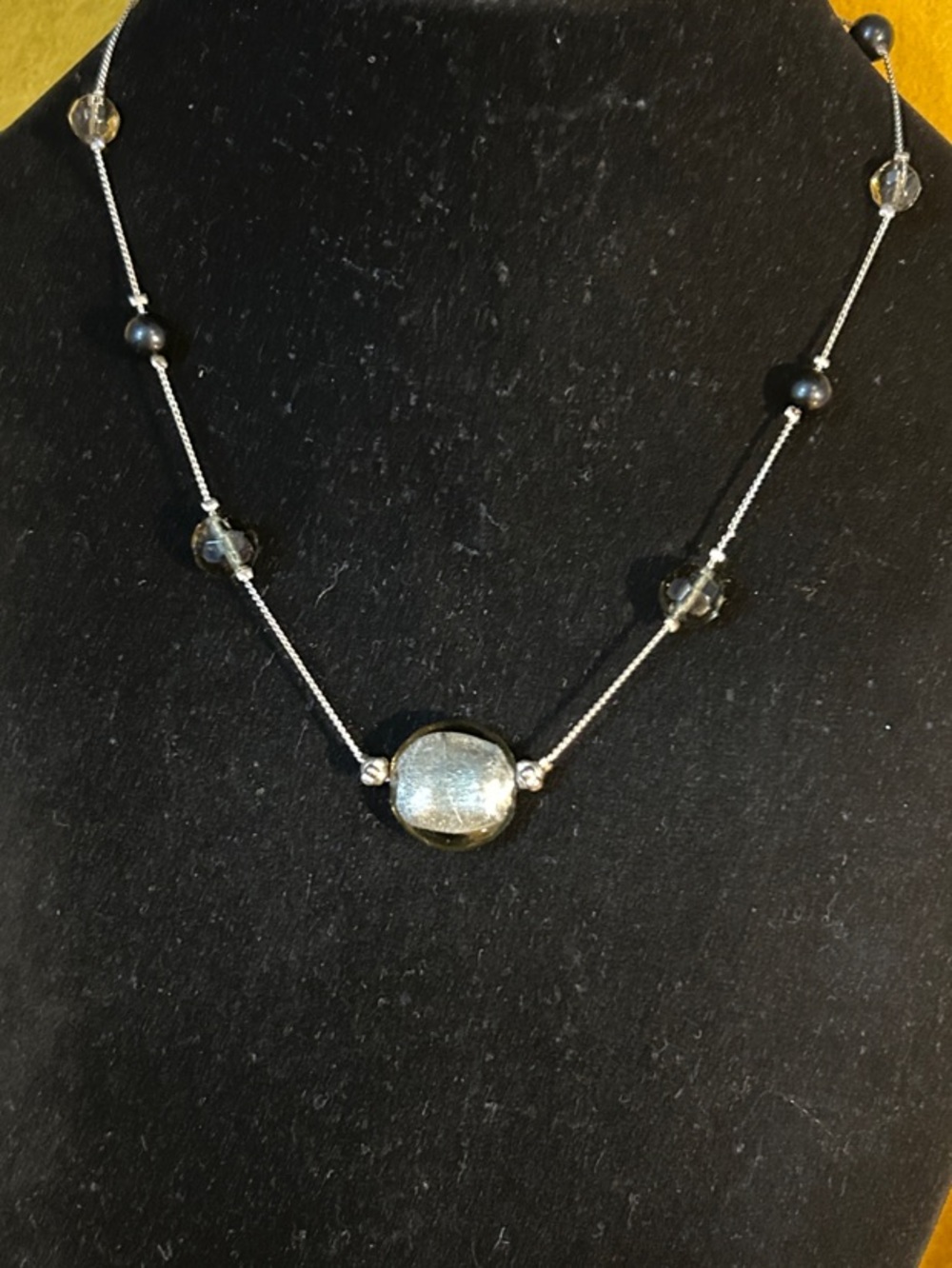 Bundle 3-$20 Silver-Tone Glass & Black Bead Necklace